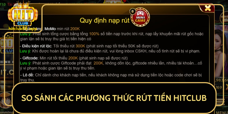 So Sánh Các Phương Thức Rút Tiền HitClub